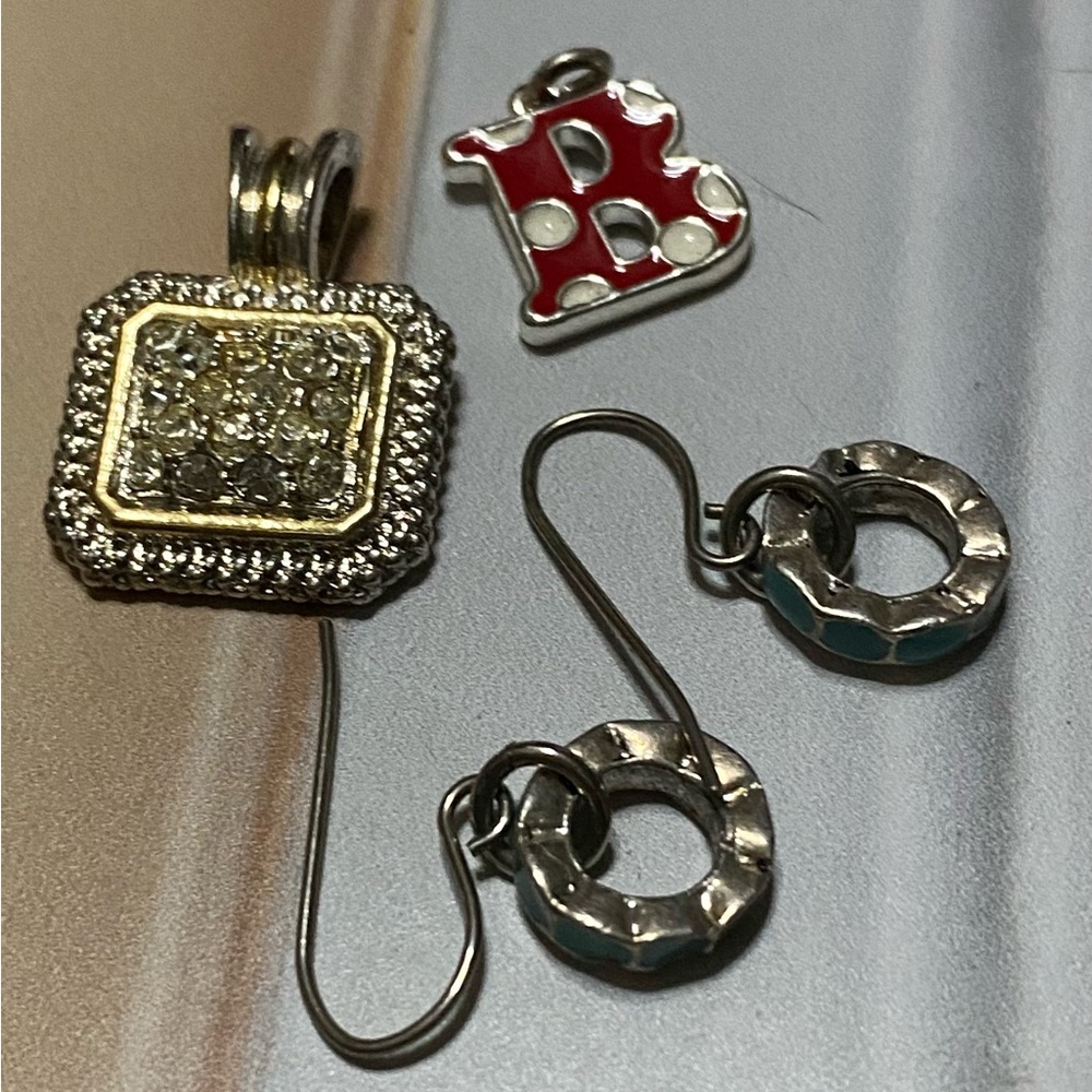♥️BUNDLE Silver and Gold Pendant with Red Polka Dot Charm♥️